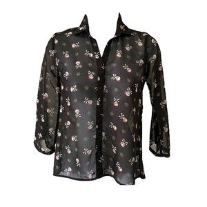 Beautees Sheer Black Skull Print Longsleeve Girl’s Size Small